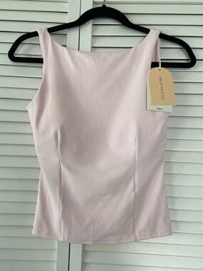 Logilates Boatneck Crisscross Tank Womans Small In Pale Pink